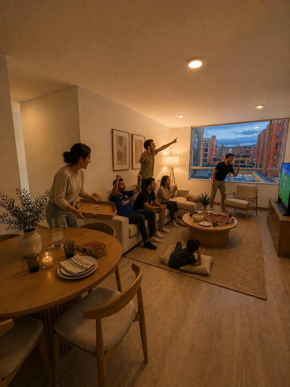 Sala del Proyecto Victoria iluminada de noche